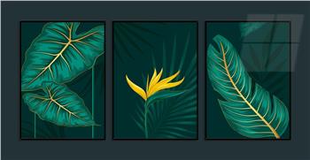 Alüminyum Çerçeveli Sanat Temalı 3lü Set MDF Tablo 0017