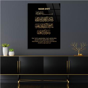 NAZAR AYETİ VE MANASI YAZILI CAM TABLO 