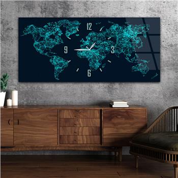 Yatay Saatli Ortadan Vatan Temalı Cam Tablo 114