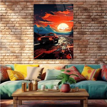 Dikey Sanat Temalı Cam Tablo 568