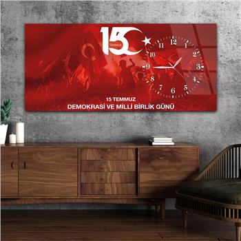 Horizontal bedrucktes Glas mit Nationenthema und einer Uhr an der Seite 014