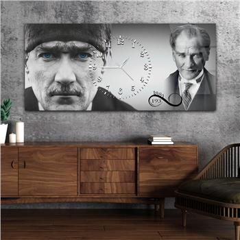 Horizontal bedrucktes Glas mit Nationenthema und einer Uhr in der Mitte 065