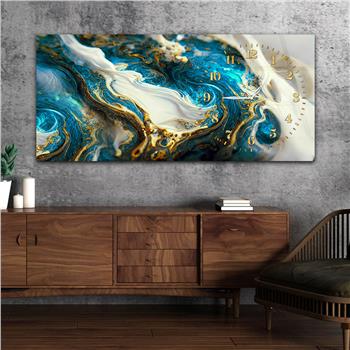 Yatay Saatli Yandan Sanat Temalı Cam Tablo 244