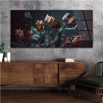 Horizontaal, Aan De Zijkant Voorzien Van Een Klok, Kunst en Natuur Thema Gehard Glasschilderij 196