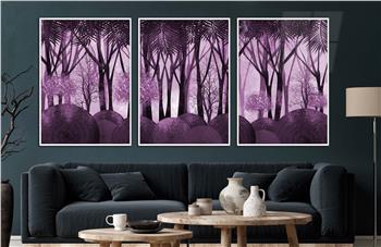 Alüminyum Çerçeveli Sanat Temalı 3lü Set CAM Tablo 0032