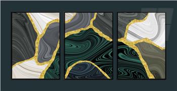Alüminyum Çerçeveli Sanat Temalı 3lü Set MDF Tablo 0046