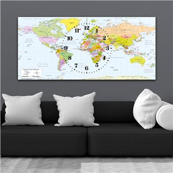 Yatay Saatli Ortadan Vatan Temalı Cam Tablo 135