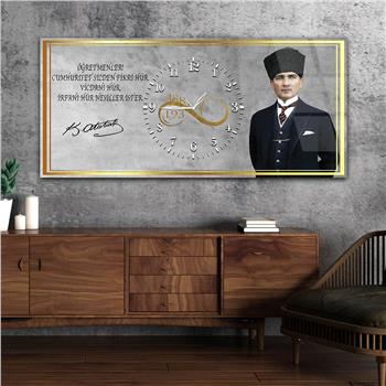 Tableau en verre sur le thème de la nation avec horloge centrale horizontale  030