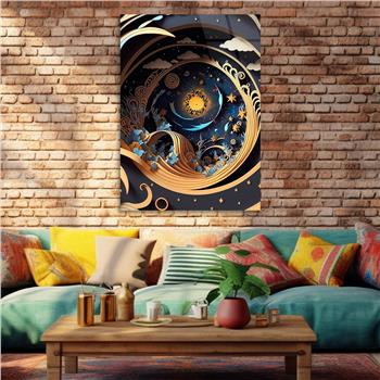 Dikey Sanat Temalı Cam Tablo 543