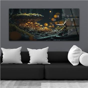 Yatay Saatli Yandan Sanat ve Doğa Temalı Cam Tablo 208