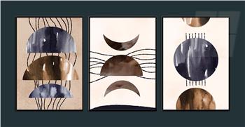 Alüminyum Çerçeveli Sanat Temalı 3lü Set MDF Tablo 0013