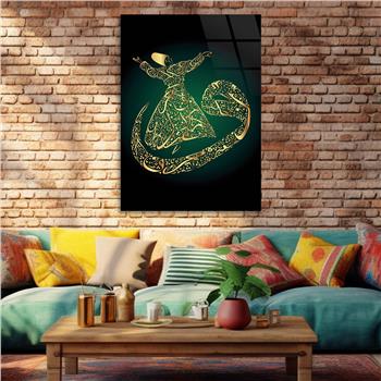 AYETLİ SEMAZENLİ VAV GÖRSELLİ CAM TABLO