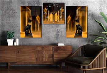 SANAT TEMALI CAM TABLO SAAT SETİ 