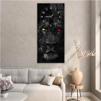 Dikey Üstten Saatli Sanat Temalı Cam Tablo 083