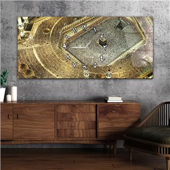 Tableau en verre à thème religieux avec horloge centrale horizontale  050