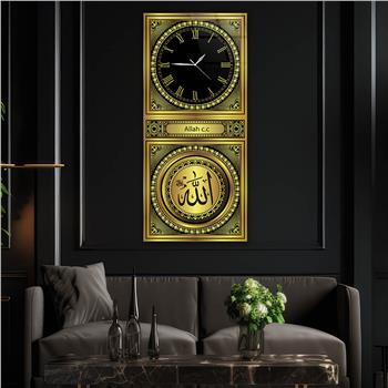 لوحة زجاجية أفقية ذات طابع ديني مع ساعة العمودية 035