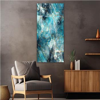 Dikey Üstten Saatli Sanat Temalı Cam Tablo 024