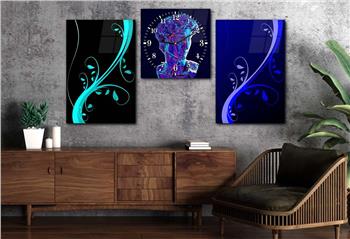 Kunst Thematisches 2-teiliges bedrucktes Glas und Uhrenset