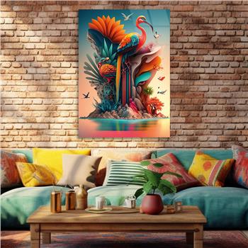 Dikey Sanat Temalı Cam Tablo 322