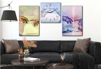 SANAT TEMALI CAM TABLO SAAT SETİ 