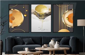 Alüminyum Çerçeveli Sanat Temalı 3lü Set CAM Tablo 0080