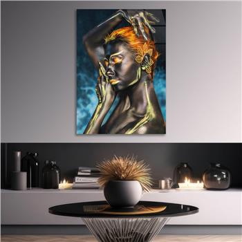 Dikey Sanat Temalı Cam Tablo 420