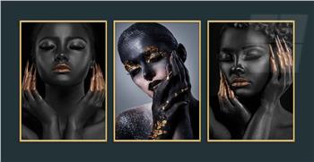 Alüminyum Çerçeveli Sanat Temalı 3lü Set MDF Tablo 0072