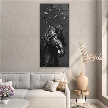 Dikey Üstten Saatli Sanat Temalı Cam Tablo 099