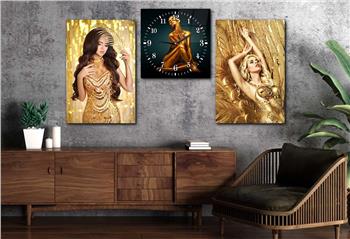 SANAT TEMALI CAM TABLO SAAT SETİ 