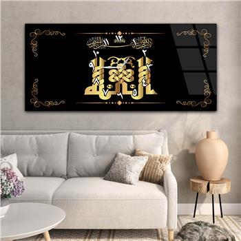 Tableau en verre à thème religieux avec horloge centrale horizontale  057