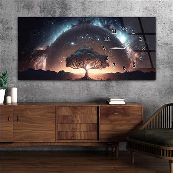 Yatay Saatli Yandan Sanat ve Doğa Temalı Cam Tablo 213