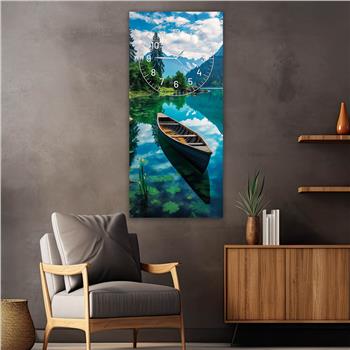 Dikey Üstten Saatli Sanat Temalı Cam Tablo 011