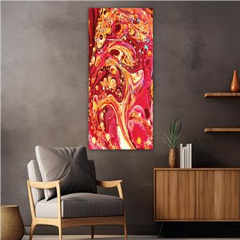 Dikey Üstten Saatli Sanat Temalı Cam Tablo 016