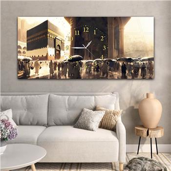 Tableau en verre à thème religieux avec horloge centrale horizontale  087