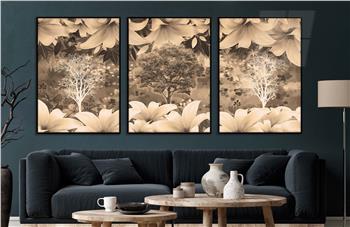 Alüminyum Çerçeveli Sanat Temalı 3lü Set CAM Tablo 0051