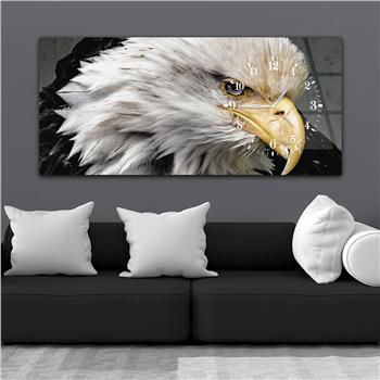 Horizontal bedrucktes Glas mit Kunst und Naturthema und einer Uhr an der Seite 080