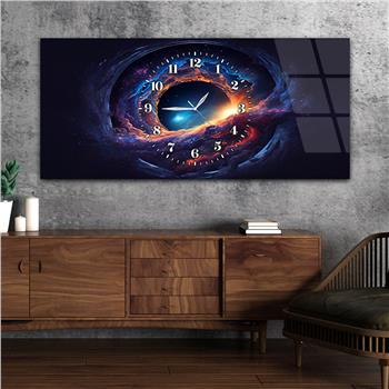 Yatay Saatli Ortadan Sanat Temalı Cam Tablo130
