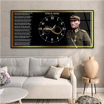 Tableau en verre sur le thème de la nation avec horloge centrale horizontale  035