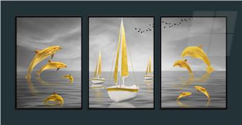 Alüminyum Çerçeveli Sanat Temalı 3lü Set MDF Tablo 0066