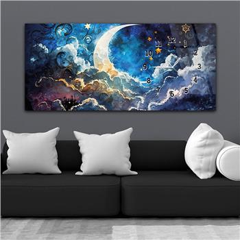 Horizontaal, Aan De Zijkant Voorzien Van Een Klok, Kunst en Natuur Thema Gehard Glasschilderij 198