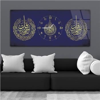 Tableau en verre à thème religieux avec horloge centrale horizontale  083