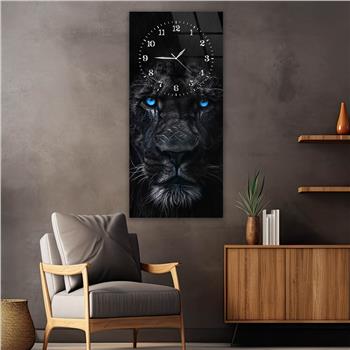 Dikey Üstten Saatli Sanat Temalı Cam Tablo 084