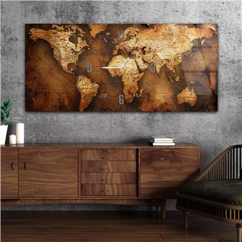 Yatay Saatli Ortadan Vatan Temalı Cam Tablo 106