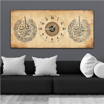 Tableau en verre à thème religieux avec horloge centrale horizontale  074