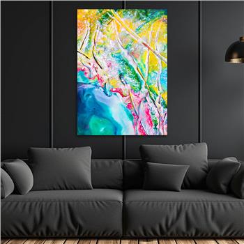 Dikey Sanat Temalı Cam Tablo 405