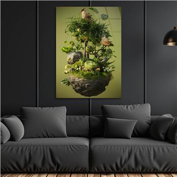 Dikey Doğa Temalı Cam Tablo 395