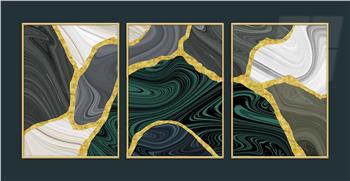 Alüminyum Çerçeveli Sanat Temalı 3lü Set MDF Tablo 0046