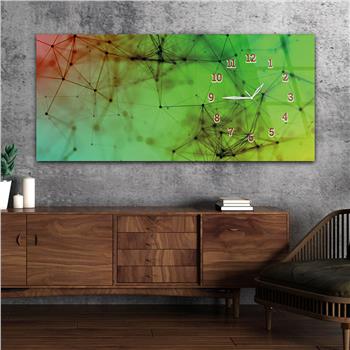 Horizontal bedrucktes Glas mit Kunst und Naturthema und einer Uhr an der Seite 118