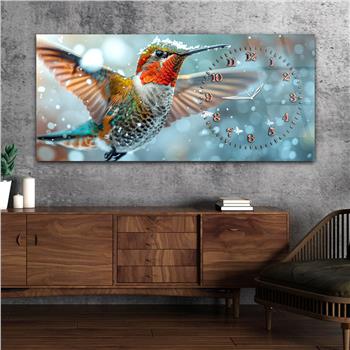 Yatay Saatli Yandan Sanat Temalı Cam Tablo 368