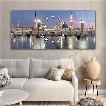 Tableau en verre à thème religieux avec horloge centrale horizontale  004